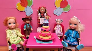 Cousins Birthday  Elsa amp Anna toddlers  cake  fun party  gifts  Barbie dolls  Shopkins [upl. by Enaelem952]