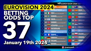 🏆📊 Who will be the WINNER of EUROVISION 2024  Betting Odds TOP 37 January 19th [upl. by Eanerb367]