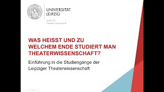 Einführung in die Leipziger Theaterwissenschaft [upl. by Anaynek435]