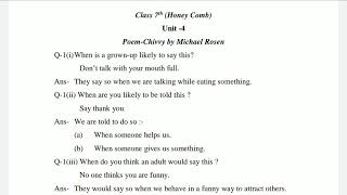 Class Vll HONEYCOMB unit Vll poem  Chivvy QuestionAnswer [upl. by Inglis]