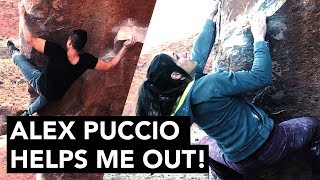 Alex Puccio Helps me climb through the CRUX of Bubble Butt V7 [upl. by Kcirdled]