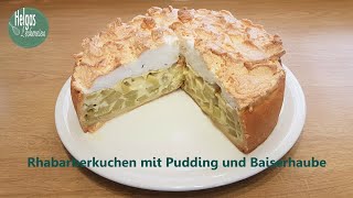 Rhabarberkuchen mit Puddingcreme und Baiser [upl. by Aldin]