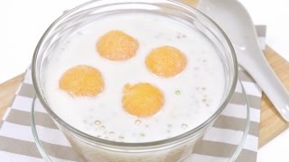 Sweet Sago with Cantaloupe Thai Dessert  Sa Koo Cantaloupe สาคูแคนตาลูป [upl. by Tedd]