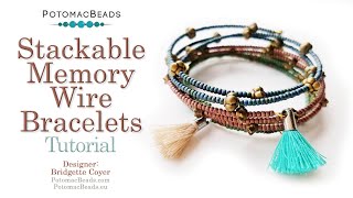 Stackable Memory Wire Bracelets  DIY Jewelry Making Tutorial by PotomacBeads [upl. by Wirth328]