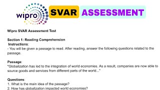 Wipro SVAR Assessment Test  Complete Video [upl. by Navinod]