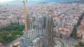 Barcelona Spain 🇪🇸  Sagrada Familia Cathedral 4K Drone Footage [upl. by Yrot368]