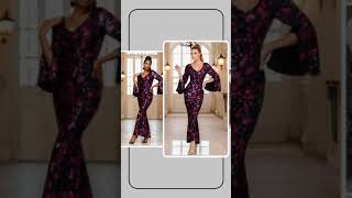 Long Sleeves Sexy V Neck Celebrity Party Dress Flowers Sequined Elegant Celebrity Evening Prom Go [upl. by Aninad]