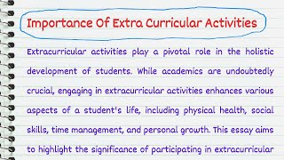 Essay on Importance Of Extra Curricular Activities [upl. by Trub]