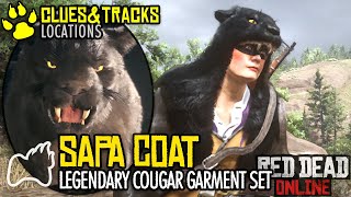 RED DEAD ONLINE How to Get the Legendary SAPA Cougar Coat Garment Naturalist Map Location [upl. by Noirb]