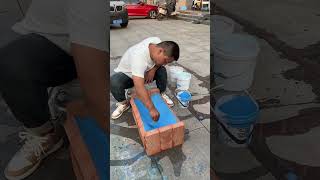 P944🛑New material for roof repair red bricks simulate roof leaks Just roll and brush No worries [upl. by Yeblehs]