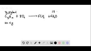 Consider the following unbalanced chemical equation for the combustion of pentane If 20 4 g of penta [upl. by Dugas]