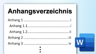 WORD separates Anhangsverzeichnis erstellen [upl. by Aekan756]