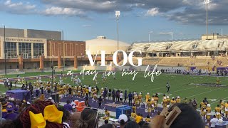 MINI VLOG PVAMU Football Game 💜💛 [upl. by Ahsinet]