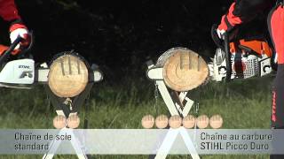 STIHL Picco Duro VS Conventional Chain Video  French [upl. by Hamish231]