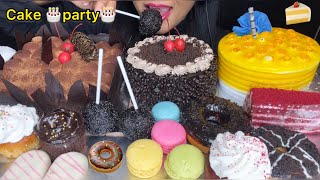 ASMREATING CHOCOLATE CAKEDONUTMACARONCUPCAKE CAKE EATING VIDEO [upl. by Ainolopa]