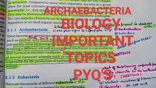 ARCHAEBACTERIA  BIOLOGY NCERT IMPORTANT HIGHLIGHTS PYQS CLASS 11 neet neet2025 classxibiology [upl. by Prissy]