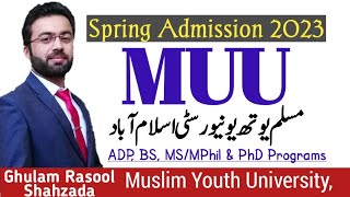 Muslim Youth MY University Islamabad offer ADP BS MSMPhil amp PhD Programs [upl. by Ajiak466]