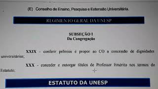 Outra questão do Regimento Geral da Unesp de prova anterior [upl. by Haidabej]