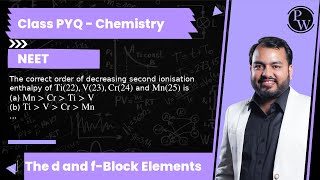 The correct order of decreasing second ionisation enthalpy of Ti22 V23 Cr24 and Mn25 is [upl. by Narahs]