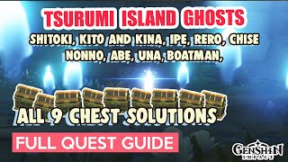 How to ALL 9 GHOSTS PUZZLES amp CHESTS of TSURUMI ISLAND  Genshin Impact [upl. by Ahsilem]