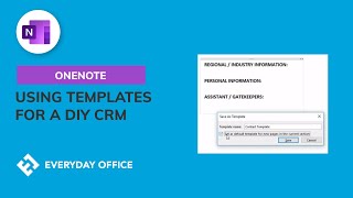 Using OneNote Templates and Sections to Build a DIY CRM [upl. by Nanaek]