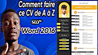 Comment faire un CV professionnel sur word 2016 [upl. by Arhoz926]