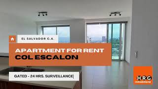 APARTMENT FOR RENT COL ESCALON  RENTO APARTAMENTO  HRG INMOBILIARIA EL SALVADOR [upl. by Aivan588]