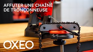 Affuter une chaîne de tronçonneuse avec une affuteuse électrique Oxeo [upl. by Noj932]