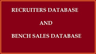 BENCH SALES AND RECRUITERS DATABASE  VENDOR LIST [upl. by Gracie]