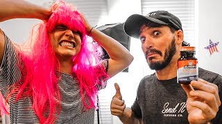 SUPERGLUED PINK WIG TO HEAD PRANK Will NOT come off [upl. by Neville]