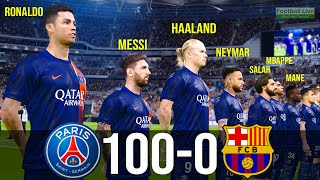 What if Ronaldo Messi Haaland Neymar Salah Mbappe Mane Lautaro Benzema play together PSG vs FCB PES [upl. by Melany]