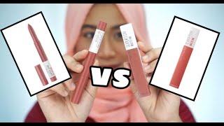 MAYBELLINE SUPERSTAY INK CRAYON VS MAYBELLINE SUPERSTAY MATTE INK LIP CREAM [upl. by Durand]