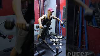 Chest assisted lateral raises motivation foryou shoulder tutorial workout lifestyle [upl. by Assiar]