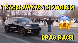 1000HP TRACKHAWK VS TESLA MODEL X P100D AND MUCH MORE INSANE [upl. by Werra733]