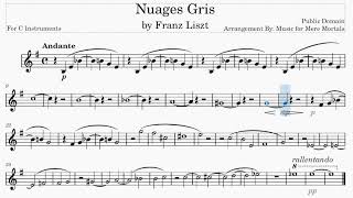 Nuages Gris by Liszt  Classical  Play Along for C Instruments [upl. by Eitak]