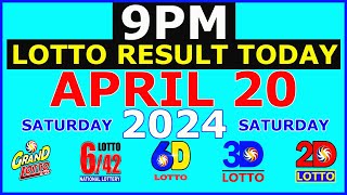 Lotto Result Today 9pm April 20 2024 PCSO [upl. by Dulcea]