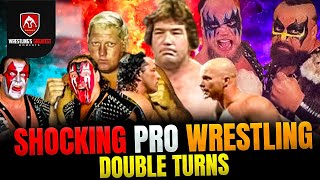 Shocking Double Turns in Pro Wrestling Volume One wwe prowrestling 80swrestling wcw ricflair [upl. by Nohtahoj]