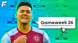 FPL GW26 COMPLETE GUIDE  BEST WILDCARD DRAFT [upl. by Nevetse]