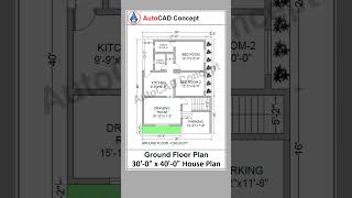 30x40 House plan with car parking  30 by 40 Simple House plan  1200 SqftHouse Plan house 2d [upl. by Schou168]