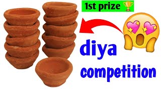 diya decoration for school competition  How to decorate diya  First prize diya decoration ideas [upl. by Nisior]