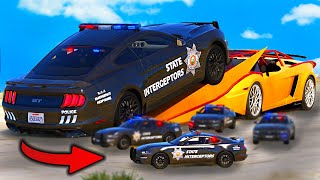 Giant PD MUSTANG vs Giant Flip LAMBORGHINI  GTA 5 RP [upl. by Nariko]