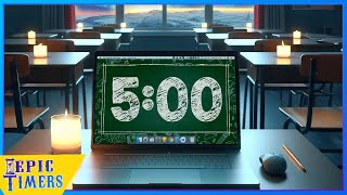 5 Minute Countdown Timer with Relaxing music Northern lights Scene for classrooms [upl. by Enedan521]