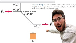 The weight w is 600 N What is the tension in the diagonal string  58 [upl. by Mollee]