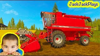 Construction Vehicles amp Tractors for Kids  Playing a Farming Simulator Game  JackJackPlays [upl. by Cohby]