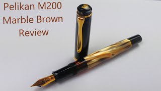 Fountain pen review Pelikan M200 marble brown English and German subtitles [upl. by Kaile]