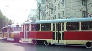 Трамваи в Москве Старые Татры Trams Tatra in NorthWest Moscow Russia [upl. by Bradleigh]