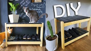 DIY BANCO DE MADEIRA SAPATEIRA estilo PALLET como fazer PARTE 1 [upl. by Wappes]