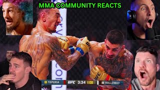 ILIA TOPURIA VS MAX HOLLOWAY REACTIONS MMA COMMUNITY REACTS TO ILIA TOPURIA VS MAX HOLLOWAY PART 2 [upl. by Anitra]