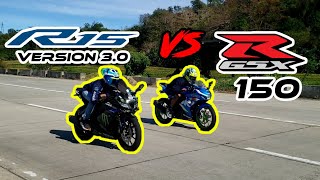 YAMAHA R15 V3 VS SUZUKI GSX R 150  DRAG RACE [upl. by Ribaudo632]