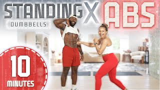 10 Minute Dumbbell Standing Abs Workout High Intensity Strength [upl. by Clevie]